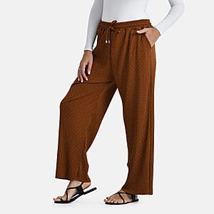 TAMSY Cognac Crystal Wide Leg Pant with Elastic Waist - One Size Fits Most