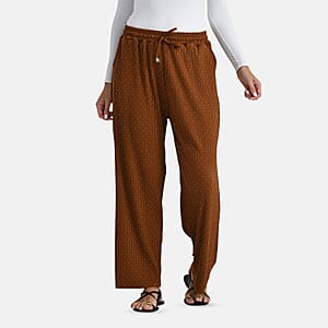 TAMSY Cognac Crystal Wide Leg Pant with Elastic Waist - One Size Fits Most