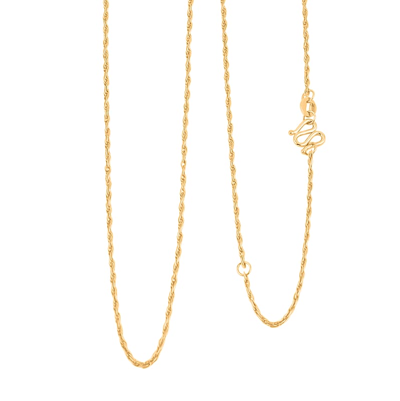 Rope Chain Necklace in 24K Yellow Gold 2.90 Grams 20 Inches