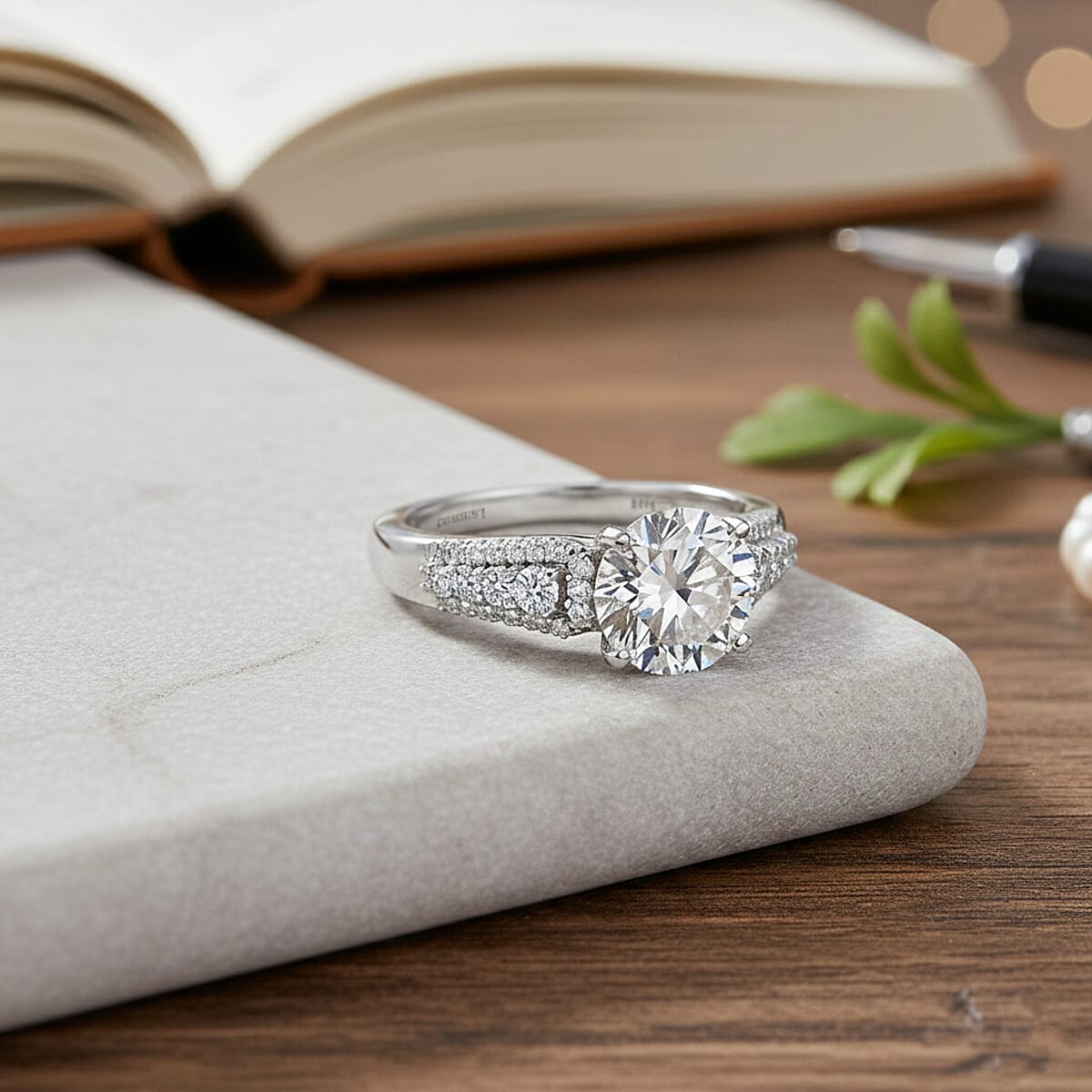 Luxuriant Lab Grown Diamond G-H SI 2.00 ctw Ring in Rhodium Over Sterling Silver (Size 6.0) image number 1