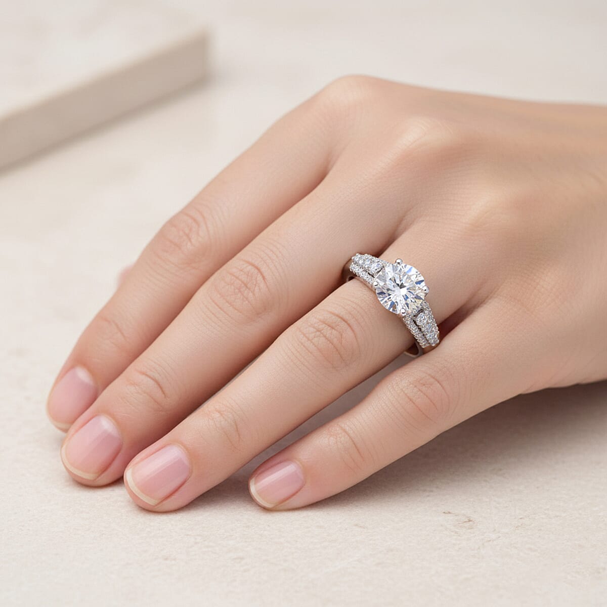 Luxuriant Lab Grown Diamond G-H SI 2.00 ctw Ring in Rhodium Over Sterling Silver (Size 7.0) image number 2