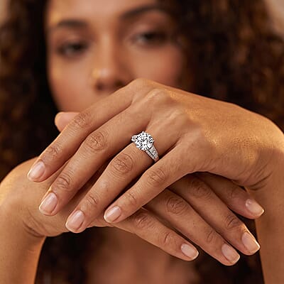 Luxuriant Lab Grown Diamond Ring in Rhodium Over Sterling Silver 2.00 ctw (Size 8.0)