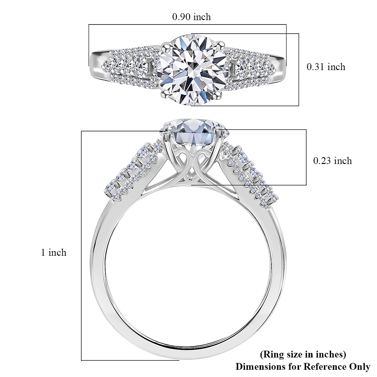 Luxuriant Lab Grown Diamond G-H SI 2.00 ctw Ring in Rhodium Over Sterling Silver (Size 8.0) image number 5