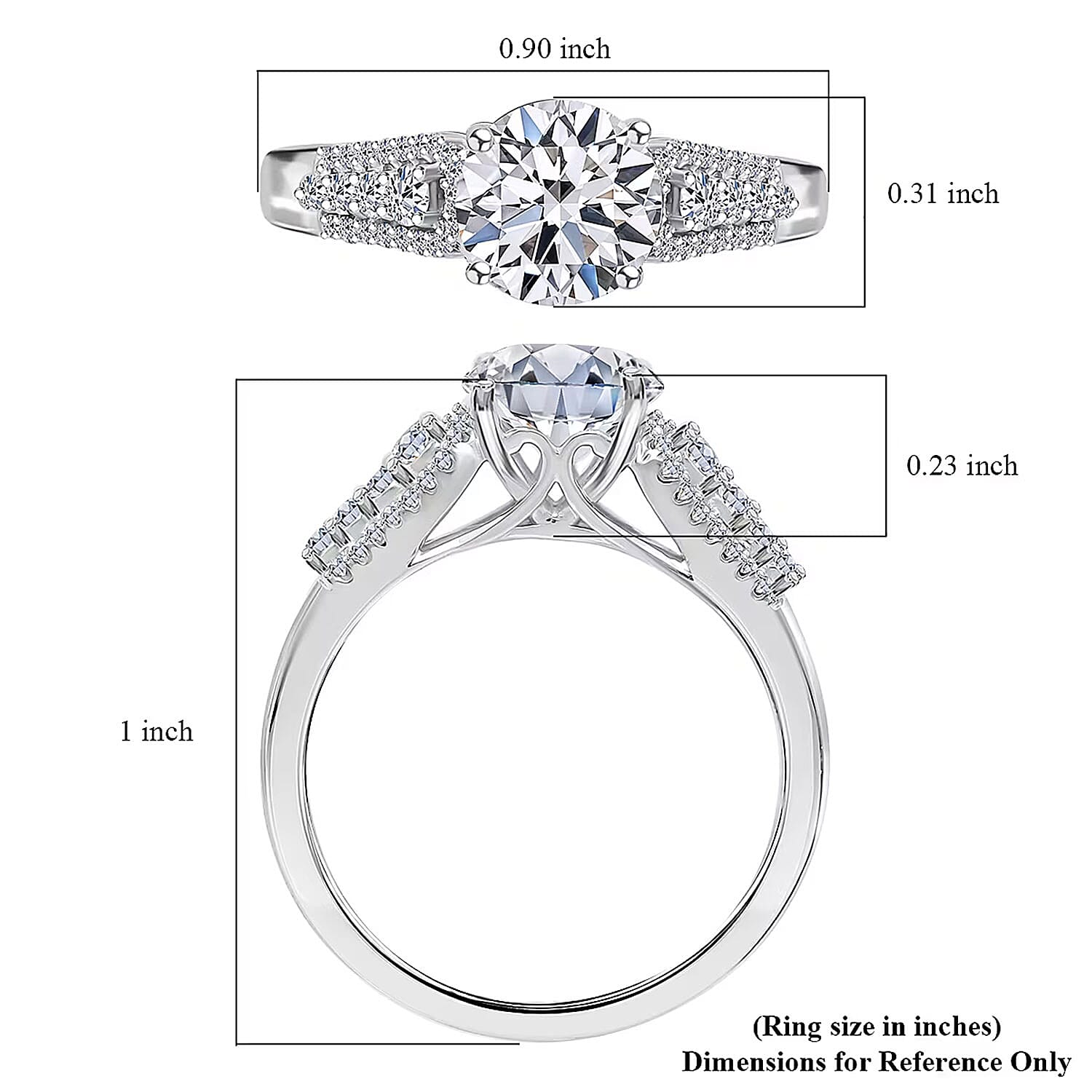 Luxuriant Lab Grown Diamond Ring in Rhodium Over Sterling Silver 2.00 ctw (Size 8.0)