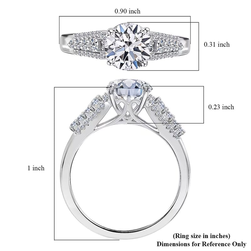 Luxuriant Lab Grown Diamond Ring in Rhodium Over Sterling Silver 2.00 ctw (Size 8.0)