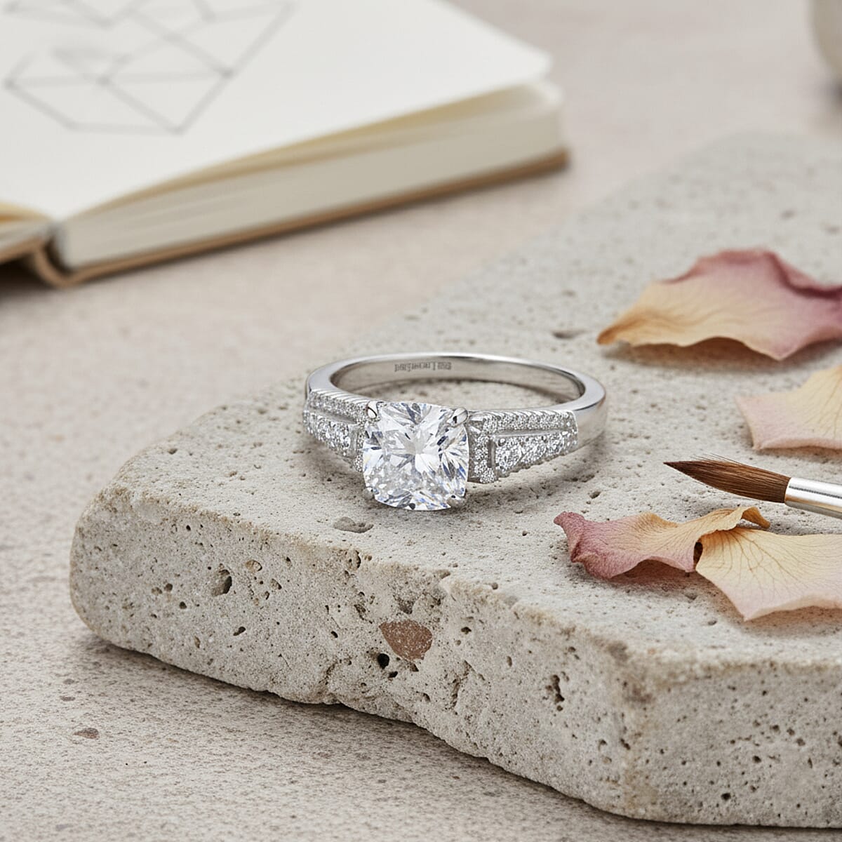 Luxuriant Lab Grown Diamond G-H SI 2.00 ctw Quiet Brilliance of Celestial Light Ring in Rhodium Over Sterling Silver (Size 8.0) image number 1