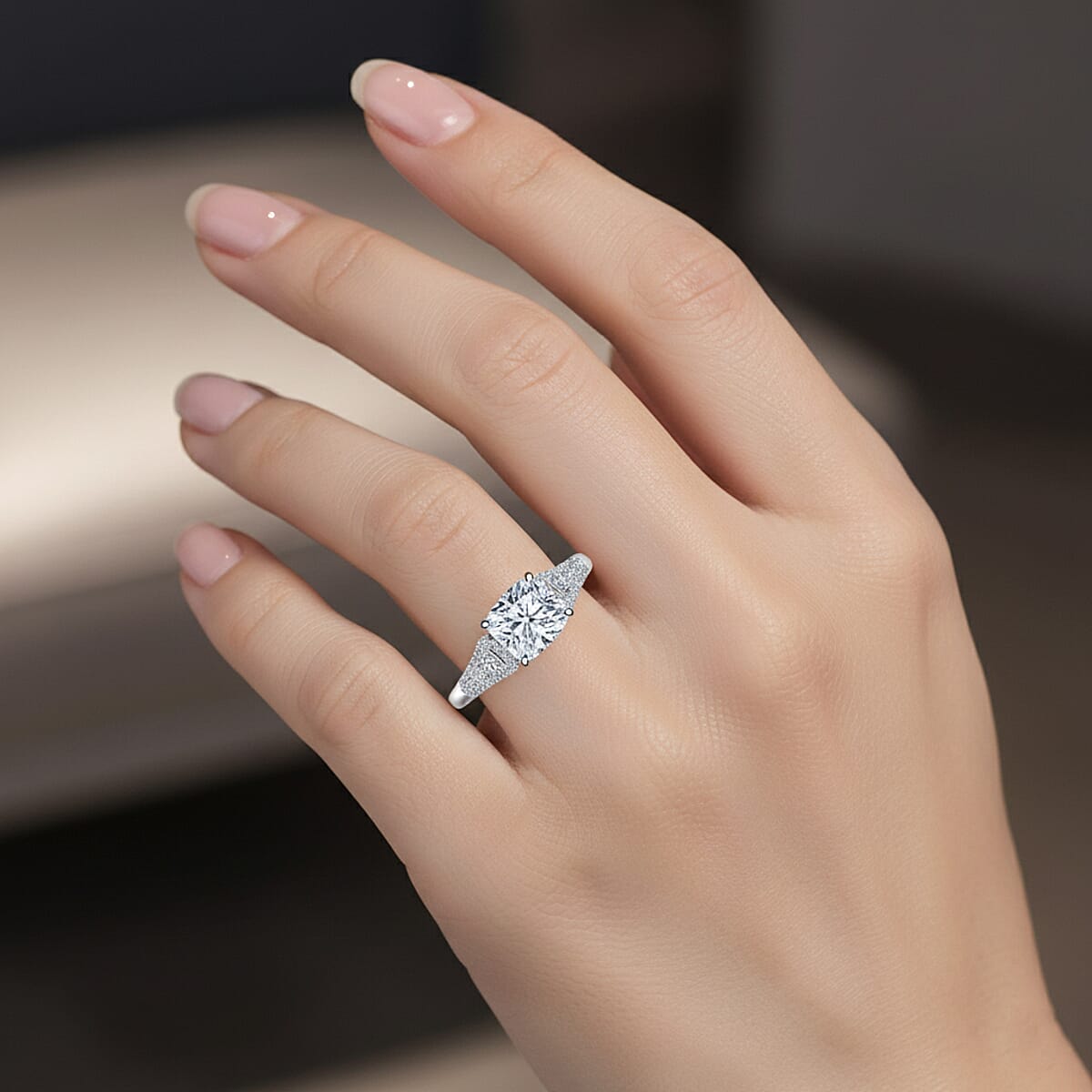 Luxuriant Lab Grown Diamond G-H SI 2.00 ctw Quiet Brilliance of Celestial Light Ring in Rhodium Over Sterling Silver (Size 8.0) image number 2