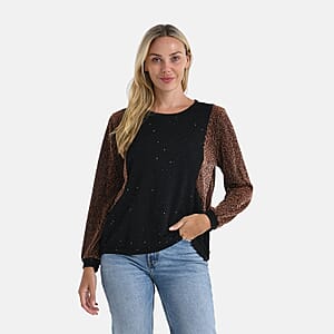 Tamsy Blush Lurex Sparkle Long Sleeve Blouse - S/M