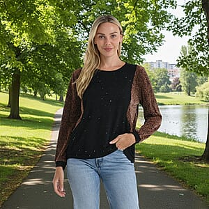 Tamsy Blush Lurex Sparkle Long Sleeve Blouse - S/M