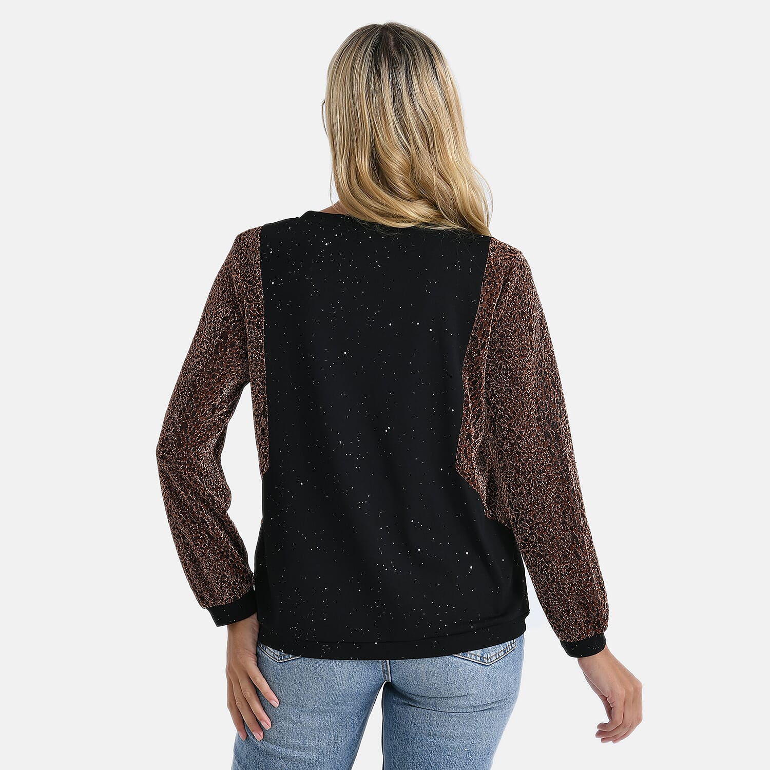 Tamsy Blush Lurex Sparkle Long Sleeve Blouse - S/M