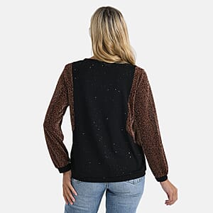 Tamsy Blush Lurex Sparkle Long Sleeve Blouse - S/M