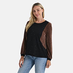 Tamsy Blush Lurex Sparkle Long Sleeve Blouse - S/M