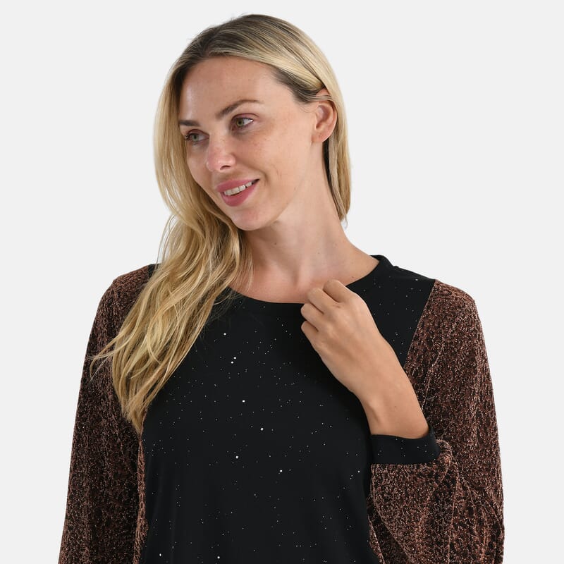Tamsy Blush Lurex Sparkle Long Sleeve Blouse - S/M