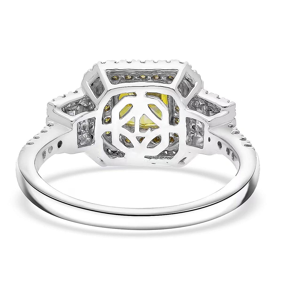 IGI Certified Luxuriant Lab Grown Yellow Diamond, Lab Grown Diamond (VS) Art Deco Ring in 950 Platinum 2.00 ctw (Size 10.0) image number 7