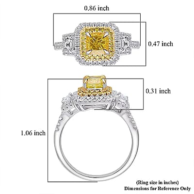 IGI Certified Luxuriant Lab Grown Yellow Diamond, Lab Grown Diamond (VS) Art Deco Ring in 950 Platinum 2.00 ctw (Size 5.0)