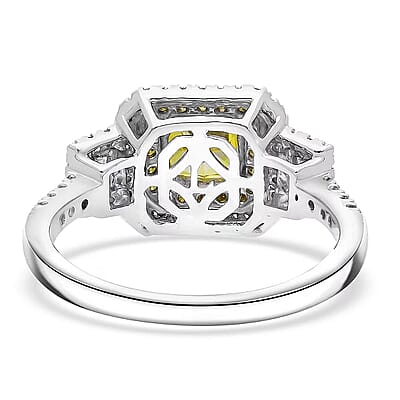 IGI Certified Luxuriant Lab Grown Yellow Diamond, Lab Grown Diamond (VS) Art Deco Ring in 950 Platinum 2.00 ctw (Size 6.0)