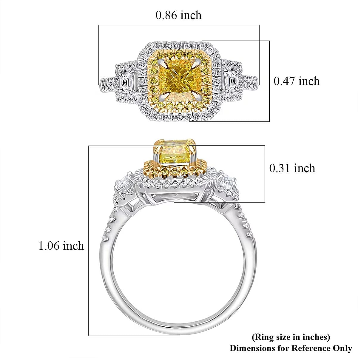 Luxuriant Lab Grown Yellow Diamond (IR) and Lab Grown Diamond VS 2.00 ctw Ring in 950 Platinum (Size 7.0) 7.50 Grams image number 6