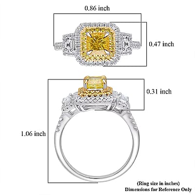 IGI Certified Luxuriant Lab Grown Yellow Diamond (IR) and Lab Grown Diamond VS 2.00 ctw Ring in 950 Platinum (Size 7.0) 7.50 Grams
