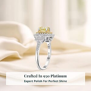 IGI Certified Luxuriant Lab Grown Yellow Diamond, Lab Grown Diamond (VS) Art Deco Ring in 950 Platinum 2.00 ctw (Size 8.0)