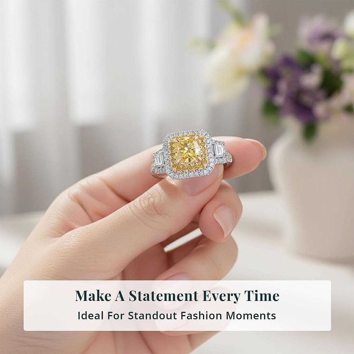 IGI Certified Luxuriant Lab Grown Yellow Diamond (IR) and Lab Grown Diamond VS 2.00 ctw Art Deco Ring in 950 Platinum (Size 8.0) 7.50 Grams image number 5