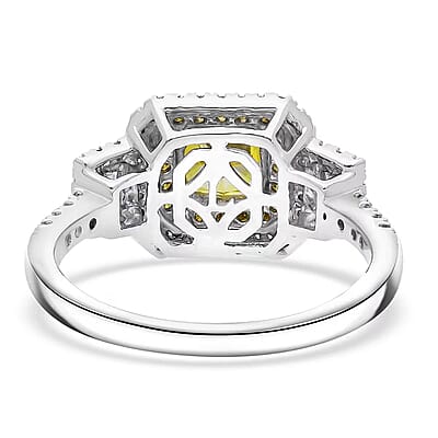 IGI Certified Luxuriant Lab Grown Yellow Diamond, Lab Grown Diamond (VS) Art Deco Ring in 950 Platinum 2.00 ctw (Size 8.0)