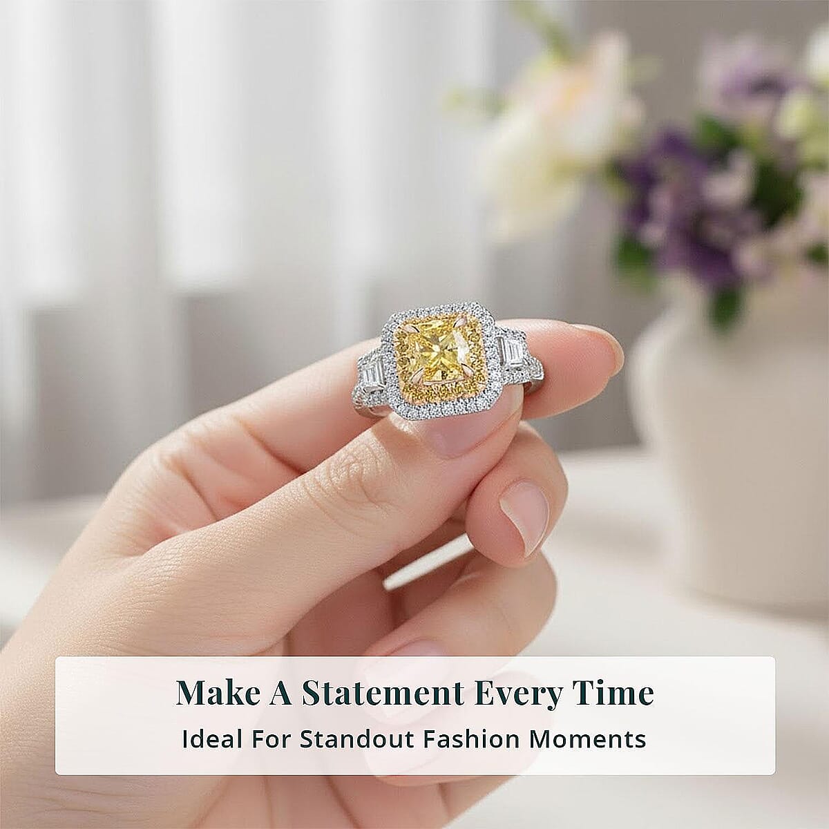 IGI Certified Luxuriant Lab Grown Yellow Diamond, Lab Grown Diamond (VS) Art Deco Ring in 950 Platinum 2.00 ctw (Size 8.5) image number 5