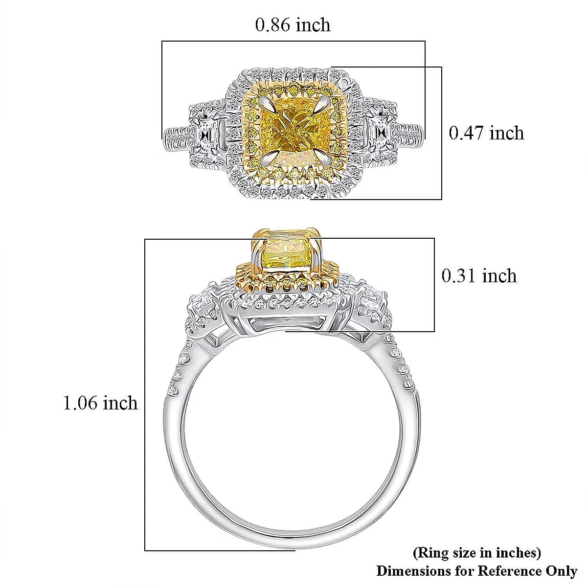 IGI Certified Luxuriant Lab Grown Yellow Diamond, Lab Grown Diamond (VS) Art Deco Ring in 950 Platinum 2.00 ctw (Size 8.5) image number 6
