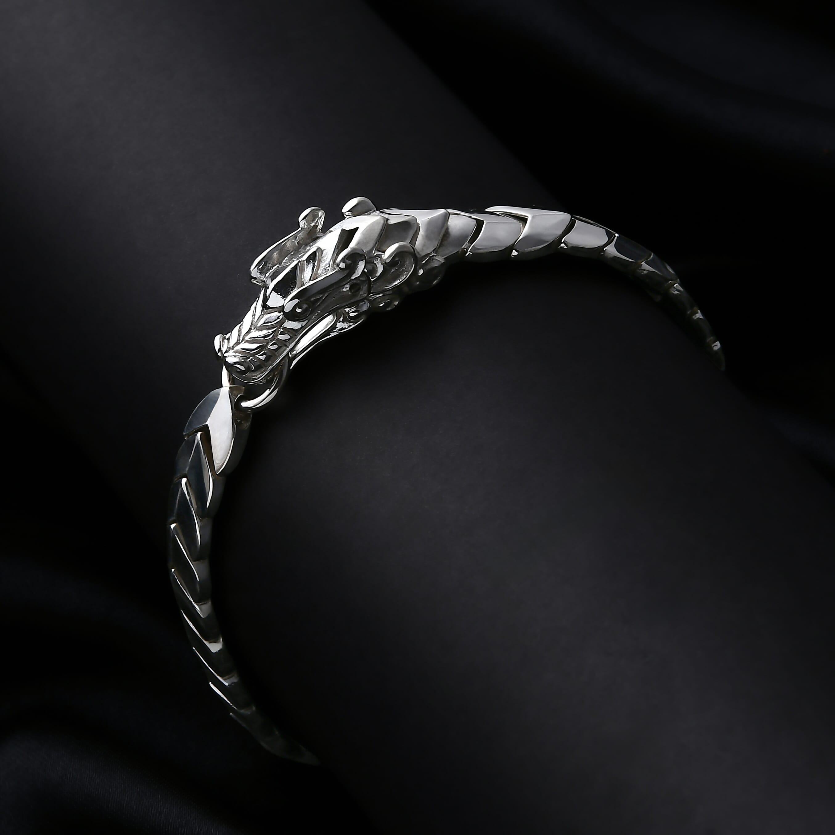 D'Joy Bali Legacy Dragon Bracelet in Sterling Silver (7.25 In) 40 Grams