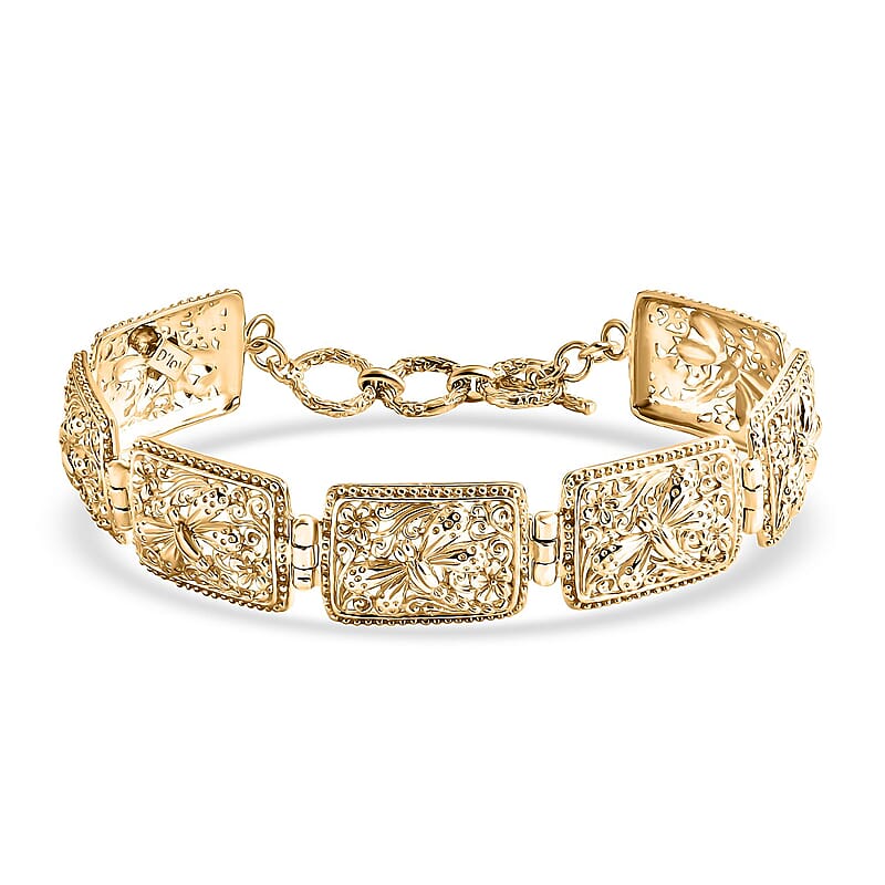 D'Joy Bali Legacy Dragonfly Bracelet in 22K Vermeil YG Over Sterling Silver (6.50-8.0In) 18.10 Grams