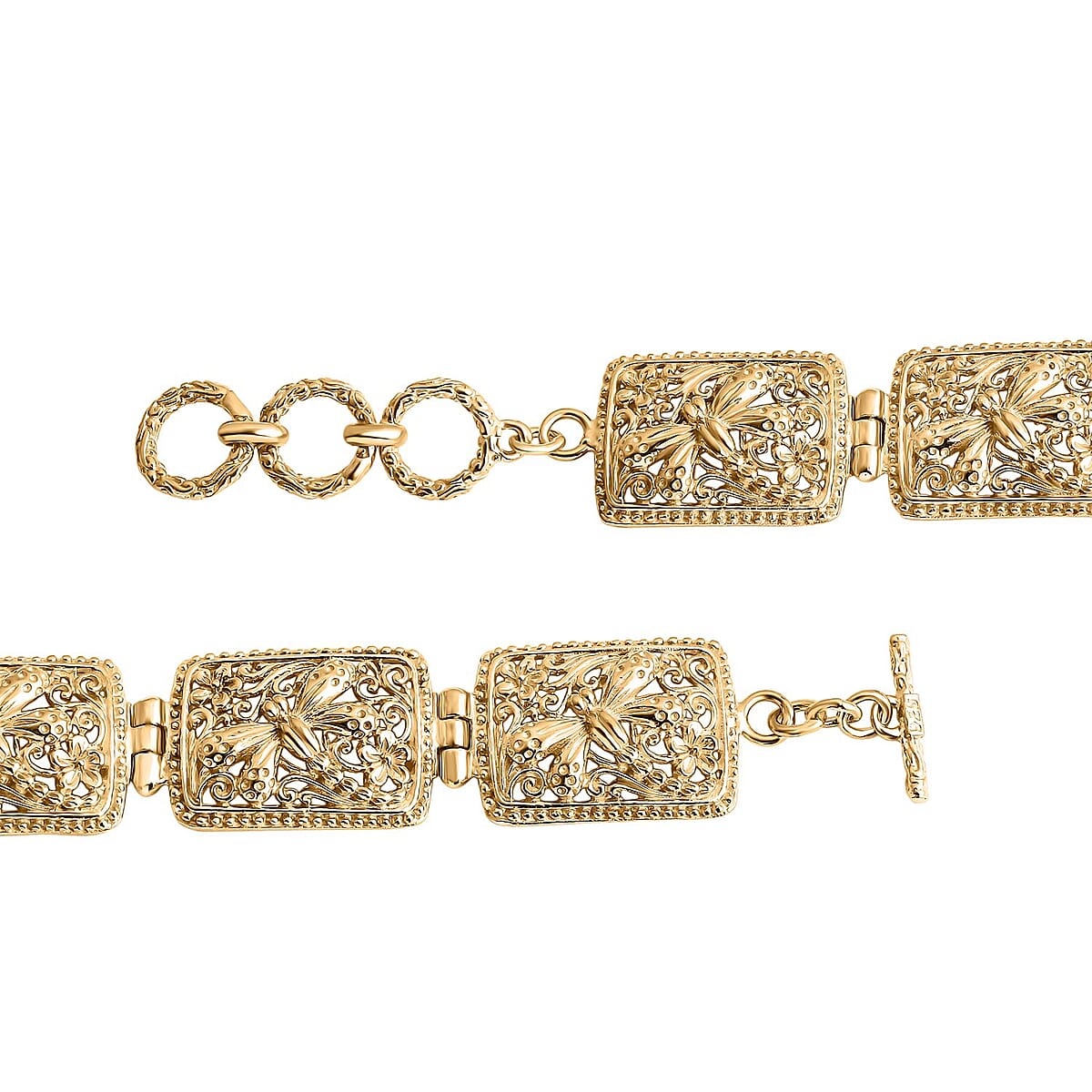 D'Joy Bali Legacy Dragonfly Bracelet in 22K Vermeil YG Over Sterling Silver (6.50-8.0In) 18.10 Grams image number 4