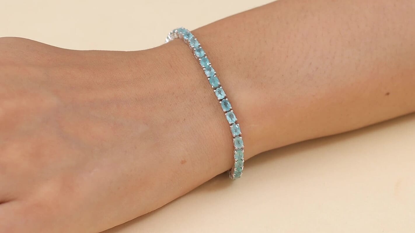D'Joy Grandidierite 6.75 ctw Bracelet in Rhodium Over Sterling Silver (6.50 In)