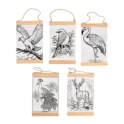 Livmore 5pcs Set Animal Theme Canvas Board with 12pcs Acrylic Markers