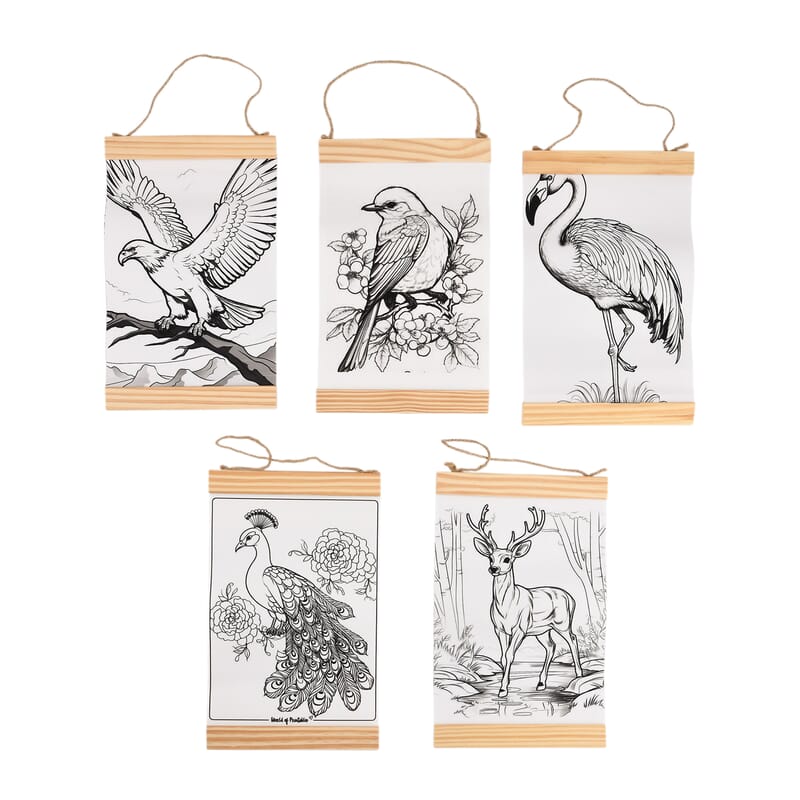 Livmore 5pcs Set Animal Theme Canvas Board with 12pcs Acrylic Markers