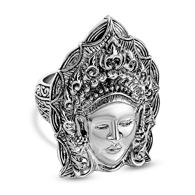 D'Joy Bali Goddess Princess Ring in Sterling Silver (Size 10.0) 13.75 Grams