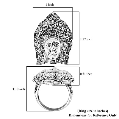 D'Joy Bali Goddess Princess Ring in Sterling Silver (Size 10.0) 13.75 Grams