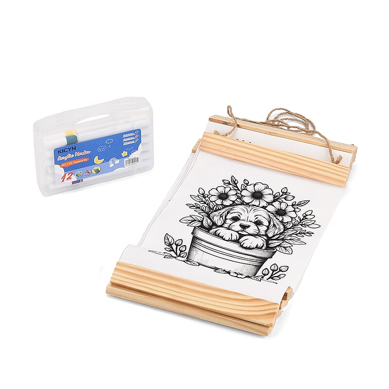 Livmore 5pcs Set Flower Theme Canvas Board with 12pcs Acrylic Markers
