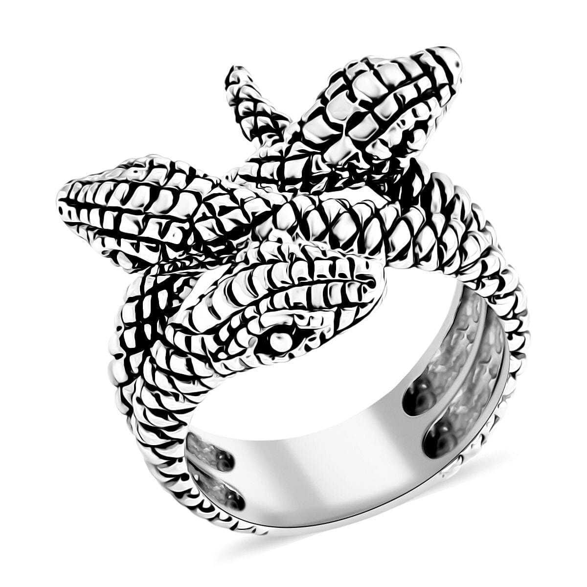 D'Joy Bali Legacy Three Head Snake Ring in Sterling Silver (Size 10.0) 9.50 Grams image number 0
