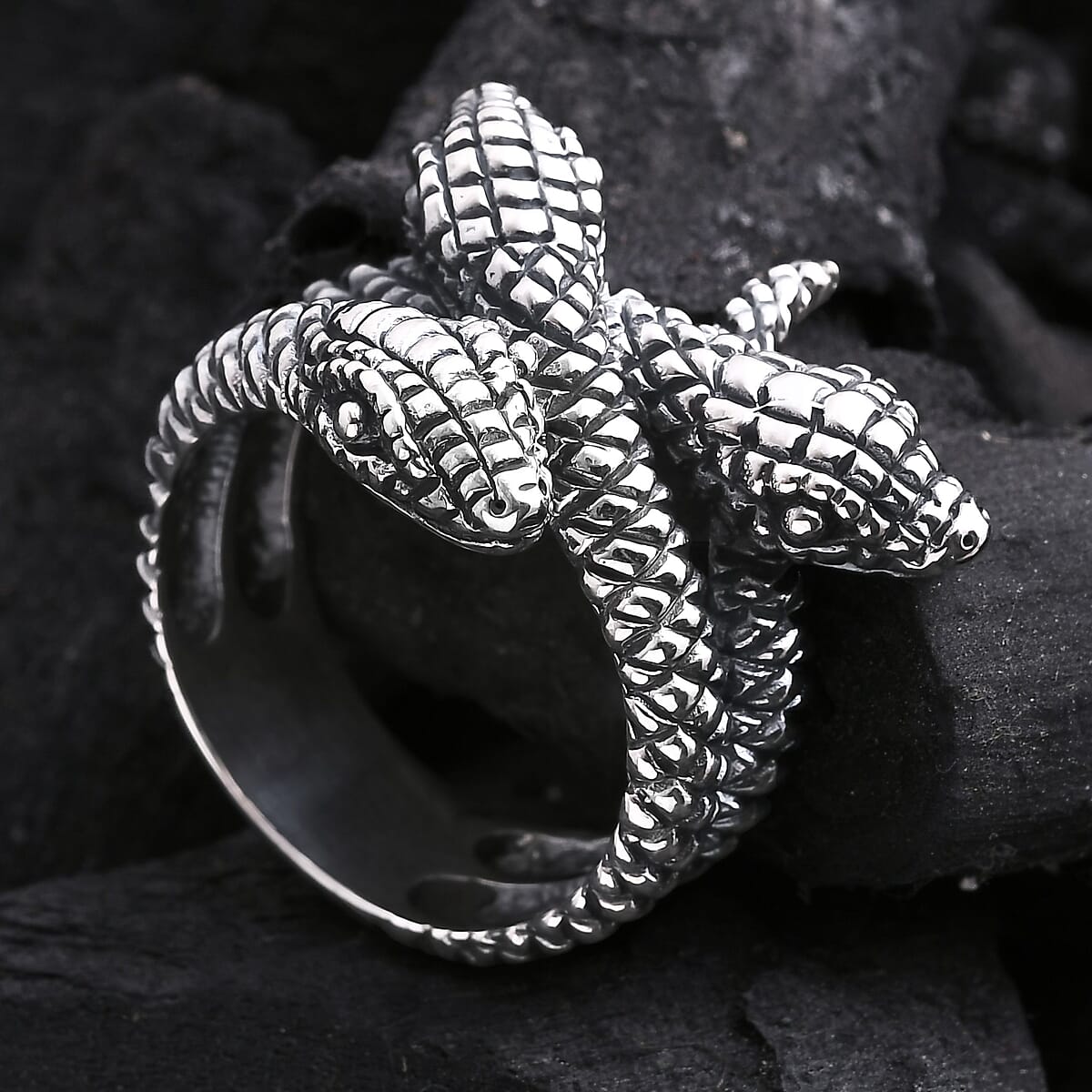 D'Joy Bali Legacy Three Head Snake Ring in Sterling Silver (Size 10.0) 9.50 Grams image number 1