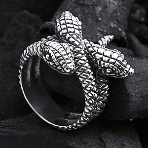 D'Joy Bali Legacy Three Head Snake Ring in Sterling Silver (Size 9.0) 9.50 Grams