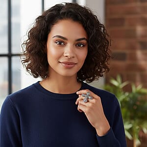 D'Joy Bali Legacy Cross Ring in Sterling Silver (Size 10.0) 6.40 Grams