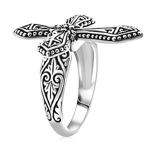 D'Joy Bali Legacy Cross Ring in Sterling Silver (Size 10.0) 6.40 Grams