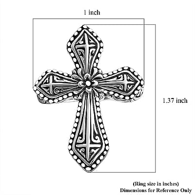 D'Joy Bali Legacy Cross Ring in Sterling Silver (Size 10.0) 6.40 Grams