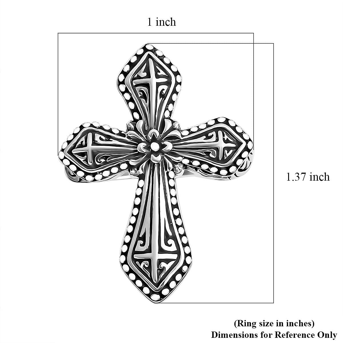 D'Joy Bali Legacy Cross Ring in Sterling Silver (Size 8.0) 6.40 Grams image number 5