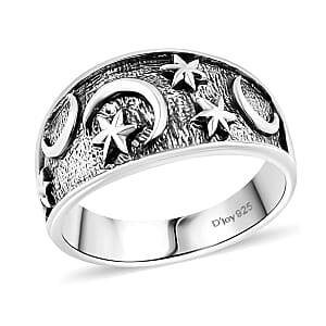 D'Joy Bali Legacy Moon Star Ring in Sterling Silver (Size 5.0) 4.90 Grams