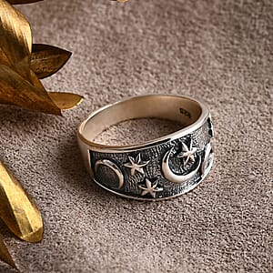 D'Joy Bali Legacy Moon Star Ring in Sterling Silver (Size 6.0) 4.90 Grams