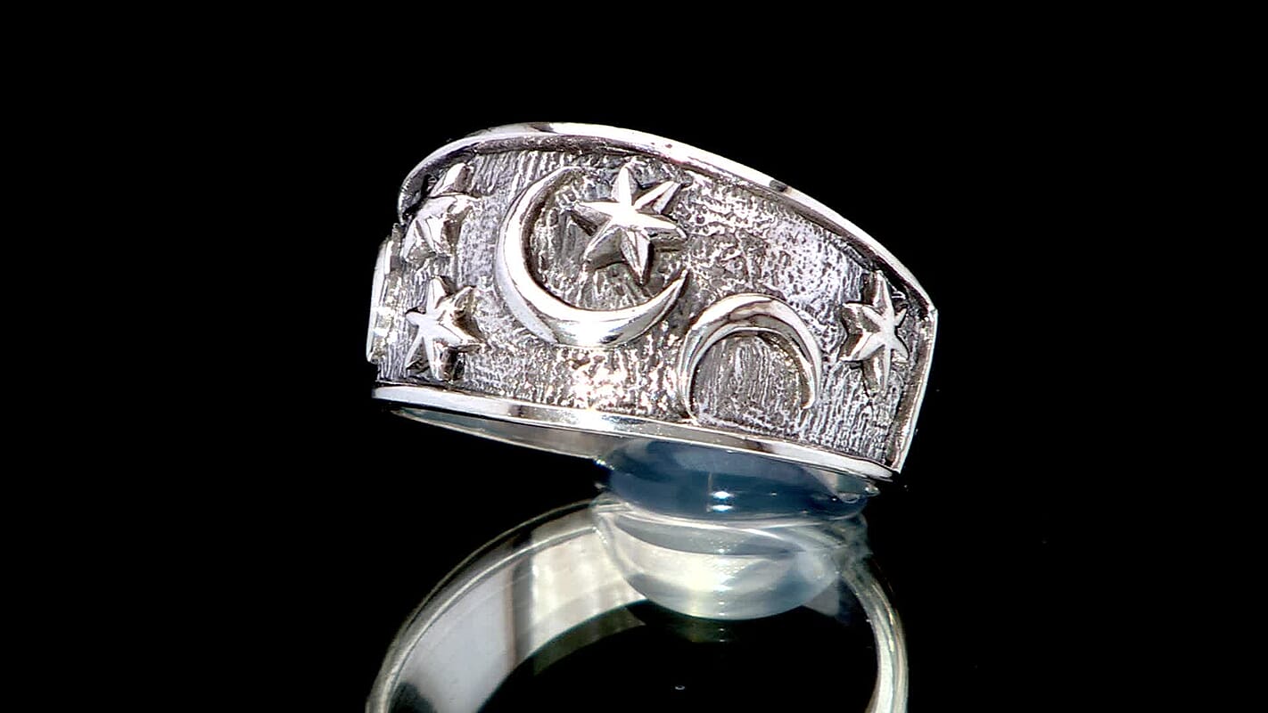 D'Joy Bali Legacy Moon Star Ring in Sterling Silver (Size 10.0) 4.90 Grams