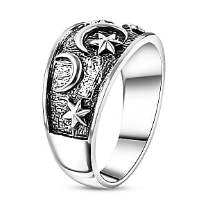 D'Joy Bali Legacy Moon Star Ring in Sterling Silver (Size 8.0) 4.90 Grams