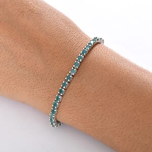 D'Joy Premium Grandidierite 7.70 ctw Tennis Bracelet in Rhodium Over Sterling Silver (7.25 In)