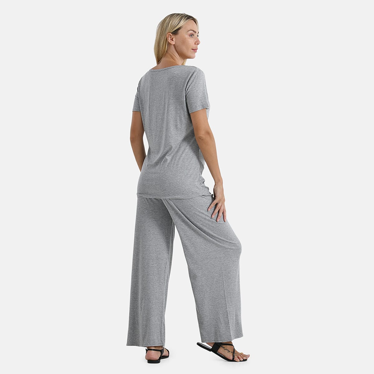 TAMSY Gray Jersey Knit 2 Piece Set with Front Rouche &ndash; One Size Fits Most image number 1