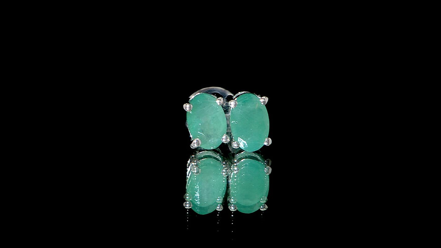 D'Joy Premium Grandidierite 0.90 ctw Solitaire Stud Earrings in Rhodium Over Sterling Silver